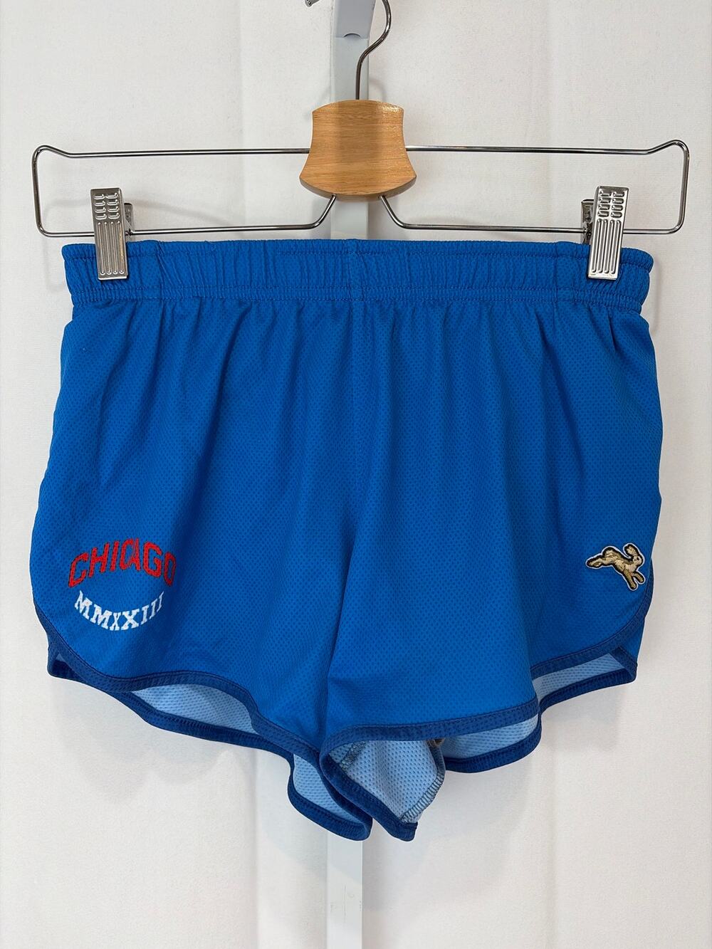 TRACKSMITH Chicago Marathon 2023 Lined Mesh Running Shorts Drawstring Blue Sz S